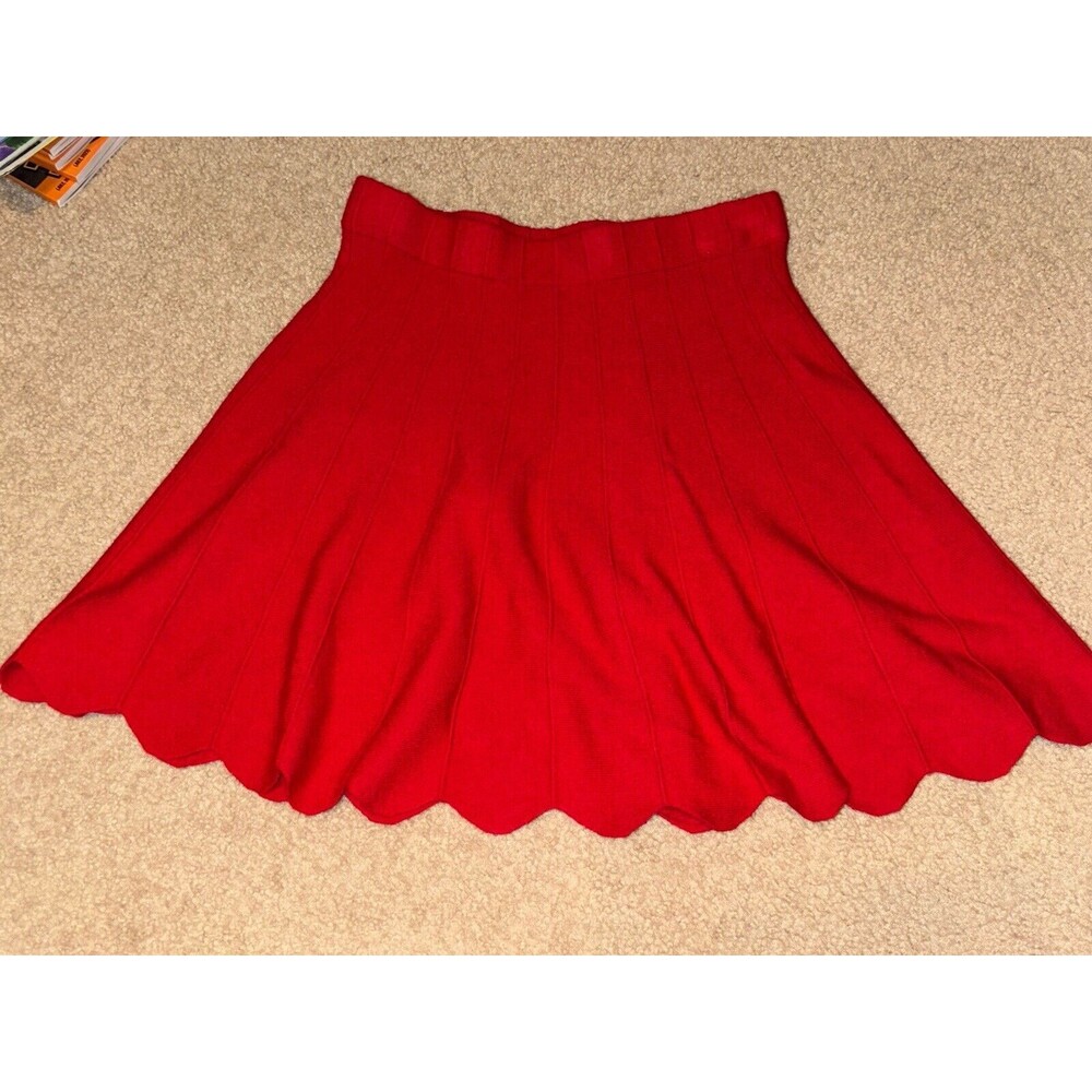 Candie's Mini Midi Solid Red Pleated Skirt Junior's Size XS